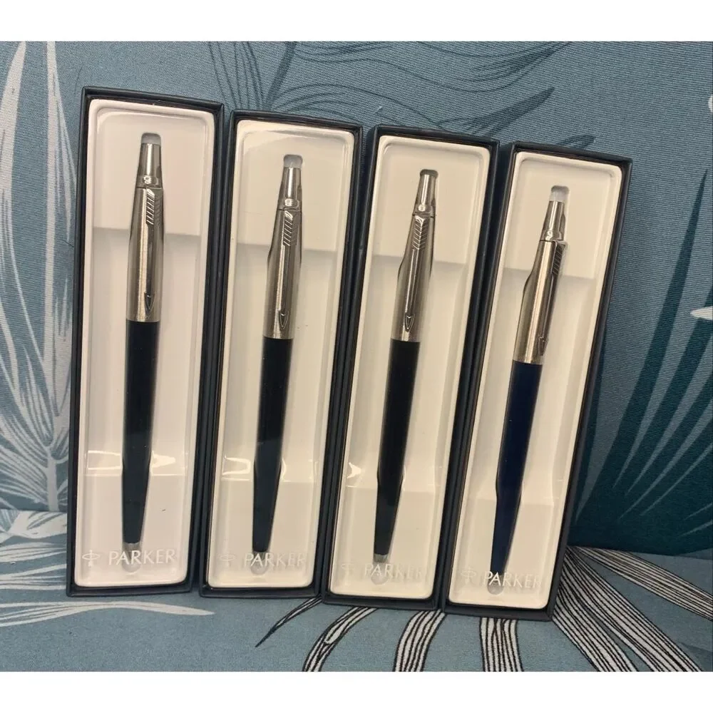 NEW IN BOX 4 Parker Jotter Ballpoint Pen Black Blue Chrome GIFT SET LOT